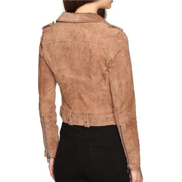 Blank NYC Brown Suede Leather Moto Jacket in Coffee Bean Size xs - Picture 3 of 11